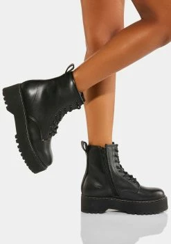 Steve Madden Black Bettyy Combat Boots Boots & Booties