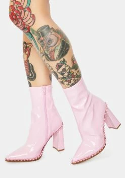 Steve Madden Boots & Booties Pink Edita Rhinestone Patent Booties