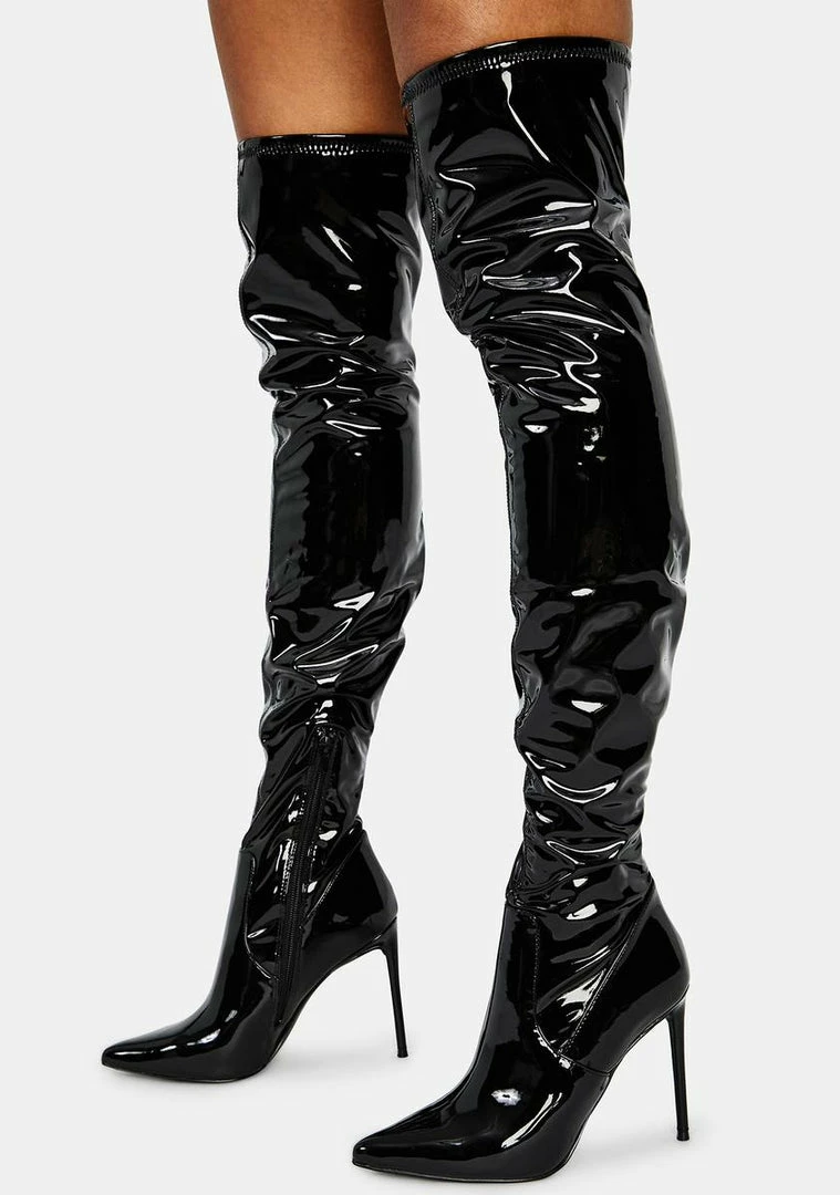 Cheapest 🧨 Steve Madden Patent Viktory Knee High 🥾 Boots 🥾 Boots & Booties ⌛ 1 Steve Madden Patent Viktory Knee High Boots Boots & Booties