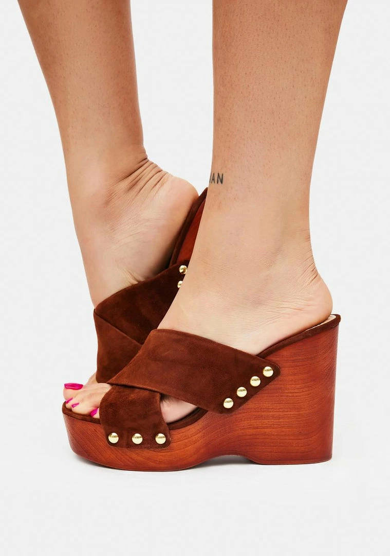 New ❤️ Steve Madden Brown Suede Emiko Wedge 👠 Heels 👏 1 Steve Madden Brown Suede Emiko Wedge Heels