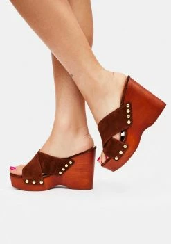 Steve Madden Brown Suede Emiko Wedge Heels