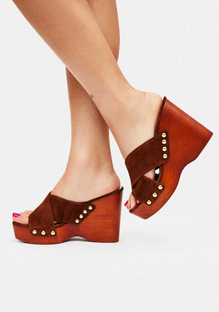 New ❤️ Steve Madden Brown Suede Emiko Wedge 👠 Heels 👏 2 Steve Madden Brown Suede Emiko Wedge Heels