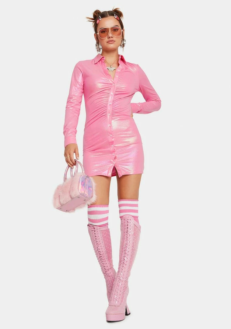 Best Pirce β 4SI3NNA Nailah Metallic Mini π Shirt π Dress π Dresses β¨ 3 4SI3NNA Nailah Metallic Mini Shirt Dress Dresses