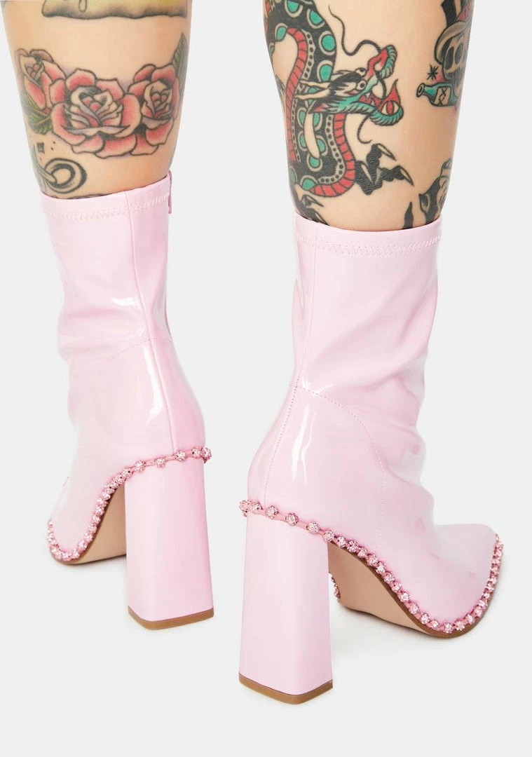 Hot Sale 🔥 Steve Madden 🥾 Boots & Booties Pink Edita Rhinestone Patent Booties ⭐ 4 Steve Madden Boots & Booties Pink Edita Rhinestone Patent Booties