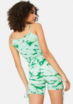 Buy ⭐ Cute Mistake Green Heat Wave Ruched Biker Shorts Bottoms ⌛ 7 Cute Mistake Green Heat Wave Ruched Biker Shorts Bottoms