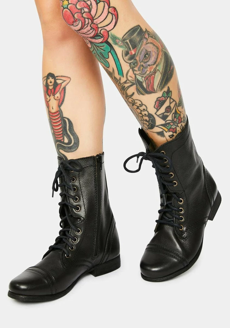 Deals 👏 Steve Madden 🥾 Boots & Booties Troopa Black Leather Combat 🥾 Boots 🎁 1 Steve Madden Boots & Booties Troopa Black Leather Combat Boots