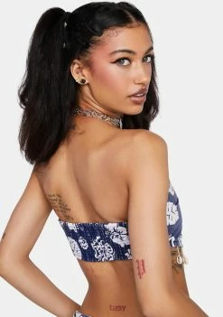 Cute Mistake Tops Sea Flower Island Girl Bandeau Top