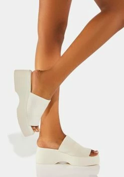 Steve Madden White Slinky Slide Sandals