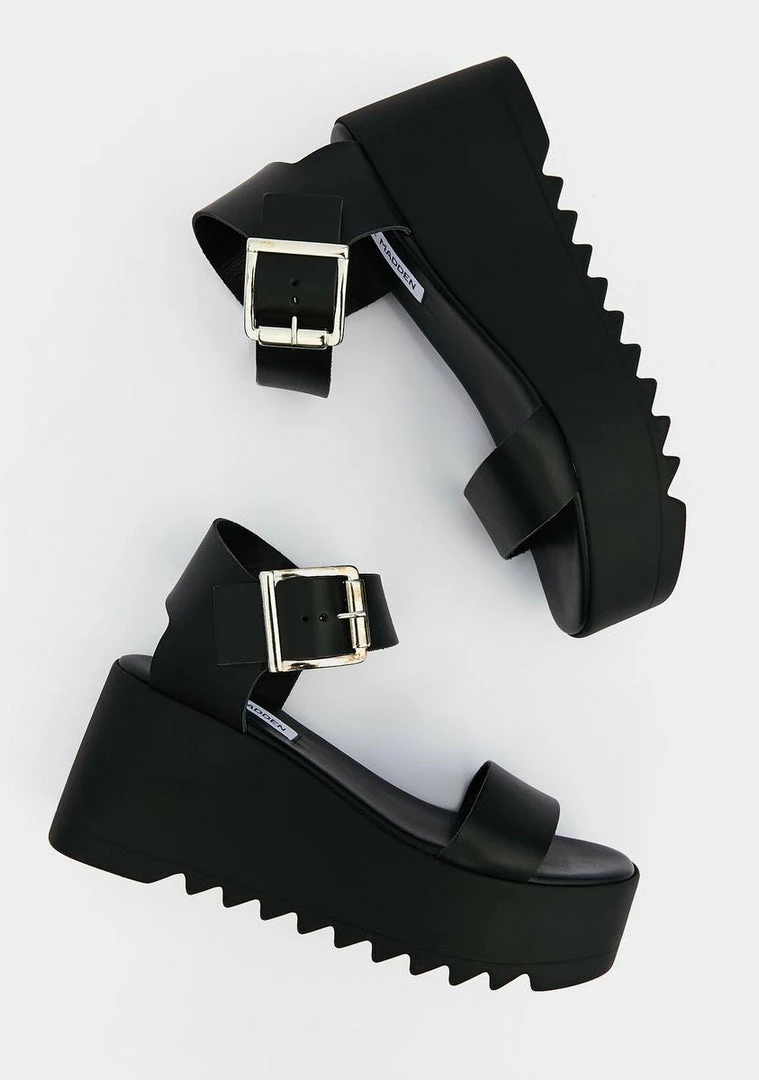 Deals βοΈ Steve Madden Platforms Black Leather Lake Platform π©΄ Sandals π 2 Steve Madden Platforms Black Leather Lake Platform Sandals