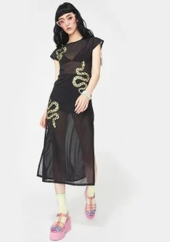 Cute Mistake Pretty Poison Mesh Midi Dress Dresses