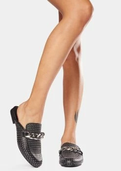 Steve Madden Black Keller Studded Chain Mules