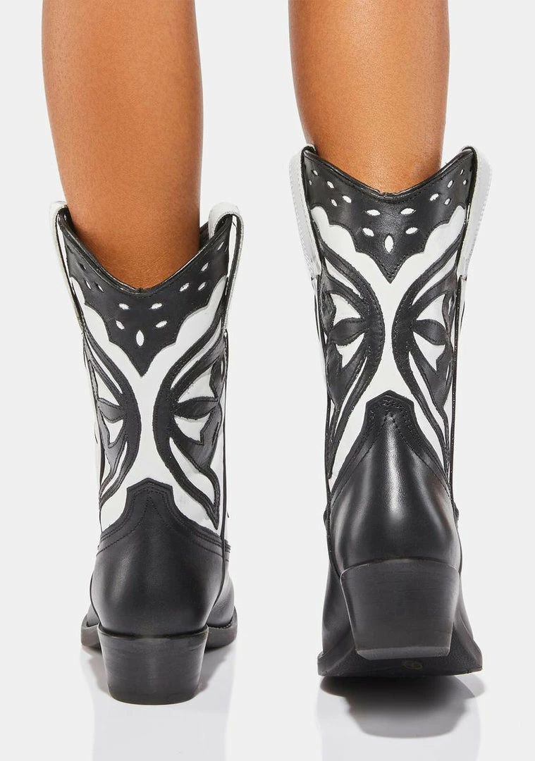 Deals ❤️ Steve Madden Black White Laredo Cowboy 🥾 Boots 🥾 Boots & Booties 👏 4 Steve Madden Black White Laredo Cowboy Boots Boots & Booties
