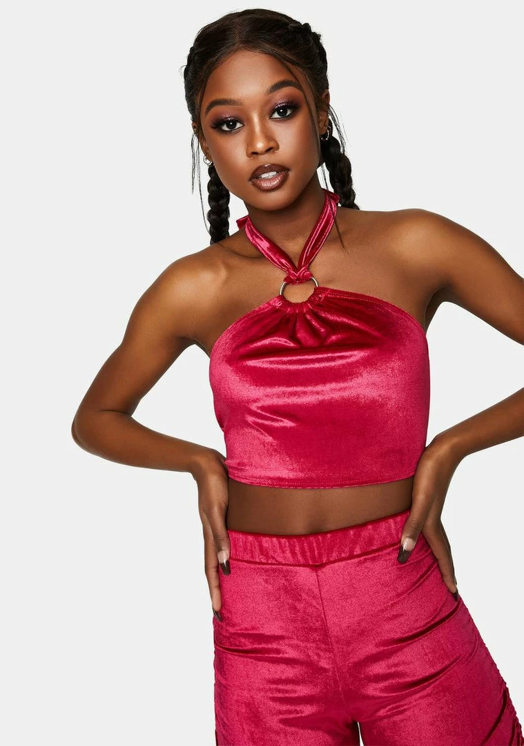 New ⌛ Cute Mistake Zoe Velvet Halter Top ⌛ 1 Cute Mistake Zoe Velvet Halter Top