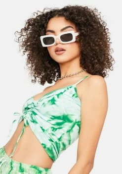 Cute Mistake Green Island Life Ruched Tie Dye Top