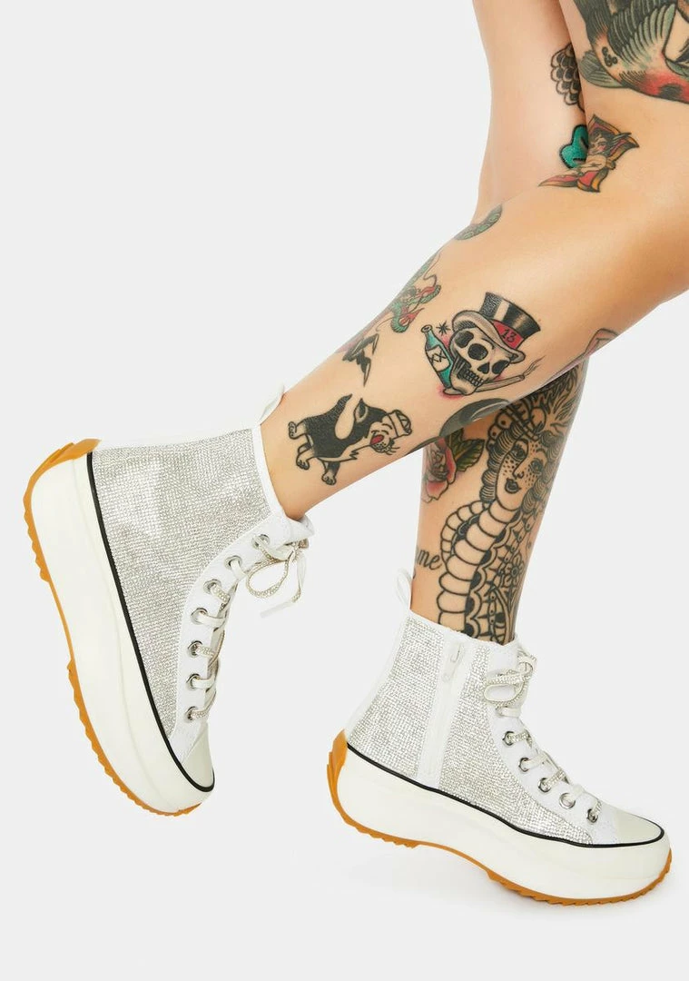 Cheap 🤩 Steve Madden Shaft Rhinestone Platform 👟 Sneakers 🔥 3 Steve Madden Shaft Rhinestone Platform Sneakers