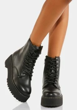 Steve Madden Black Bettyy Combat Boots Boots & Booties