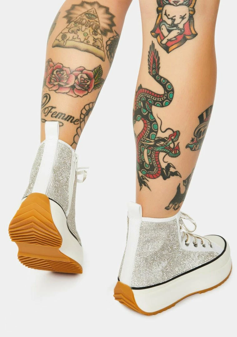 Cheap 🤩 Steve Madden Shaft Rhinestone Platform 👟 Sneakers 🔥 4 Steve Madden Shaft Rhinestone Platform Sneakers