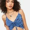 Cute Mistake Tops Navy Island Life Ruched Tie Dye Top