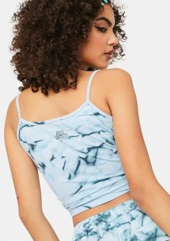 Outlet ❤️ Cute Mistake Blue Island Life Ruched Tie Dye Top Tank Crop Top 🌟 7 Cute Mistake Blue Island Life Ruched Tie Dye Top Tank Crop Top