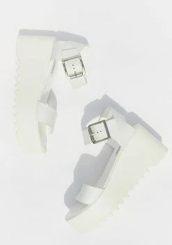 Steve Madden White Leather Lake Platform Sandals Platforms