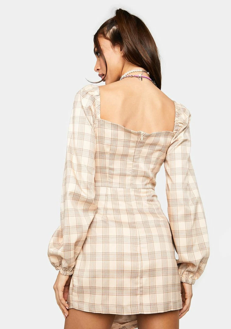 Buy ⌛ 4SI3NNA Sydney Checkered Faux Wrap 👗 Dress 👗 Dresses 🛒 4 4SI3NNA Sydney Checkered Faux Wrap Dress Dresses