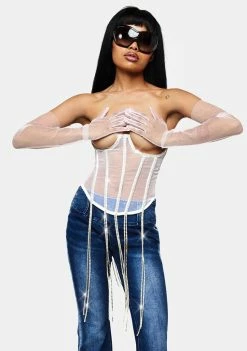 Amarachi Crystal Drip Underbust Corset Bra Tops