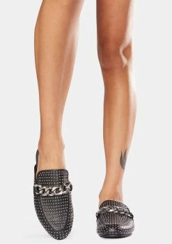 Steve Madden Black Keller Studded Chain Mules