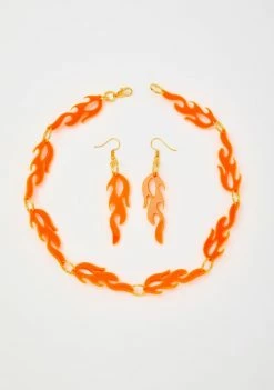 Amarachi Neon Flame Earring And Necklace Set