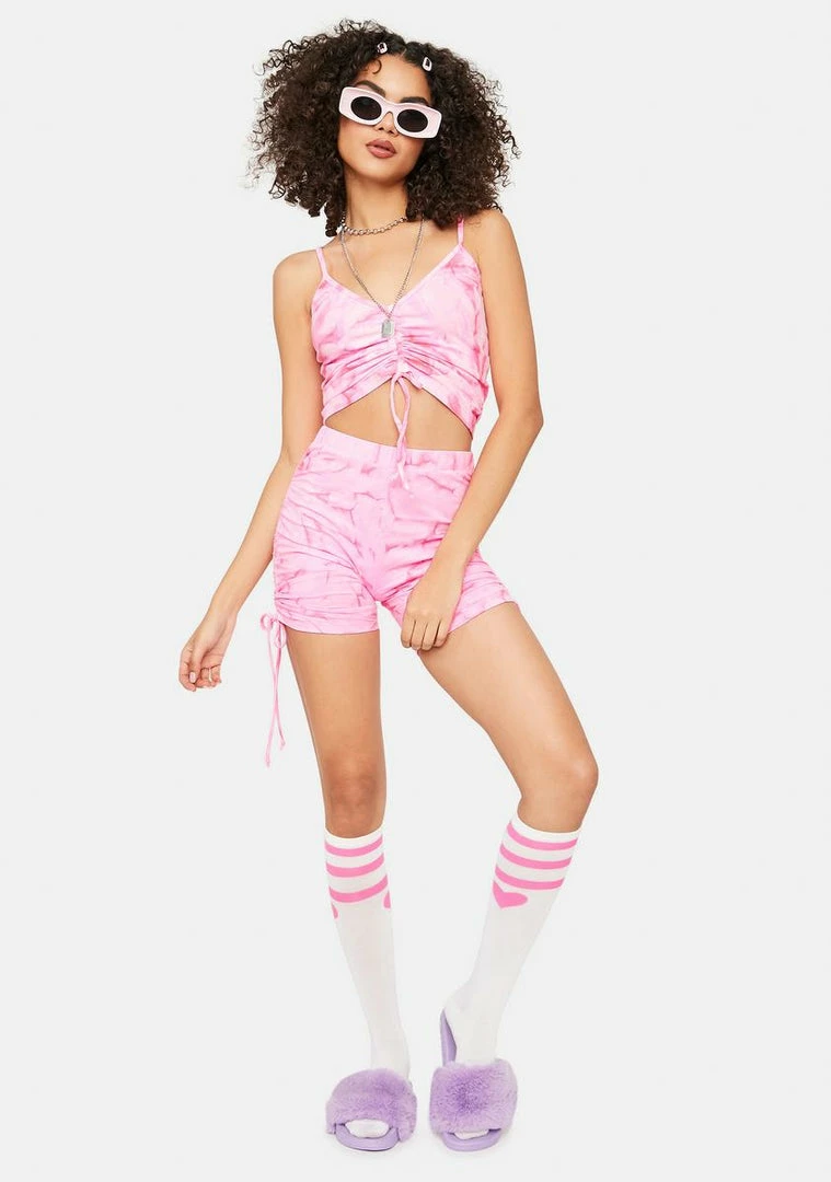 Outlet ๐ Cute Mistake Pink Island Life Ruched Tie Dye Top โจ 3 Cute Mistake Pink Island Life Ruched Tie Dye Top