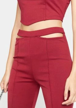 4SI3NNA Red Sheena Cutout Pants Bottoms
