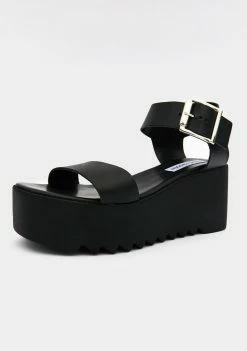 Steve Madden Platforms Black Leather Lake Platform Sandals