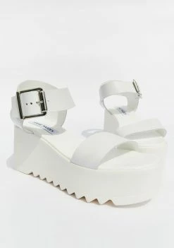 Steve Madden White Leather Lake Platform Sandals Platforms