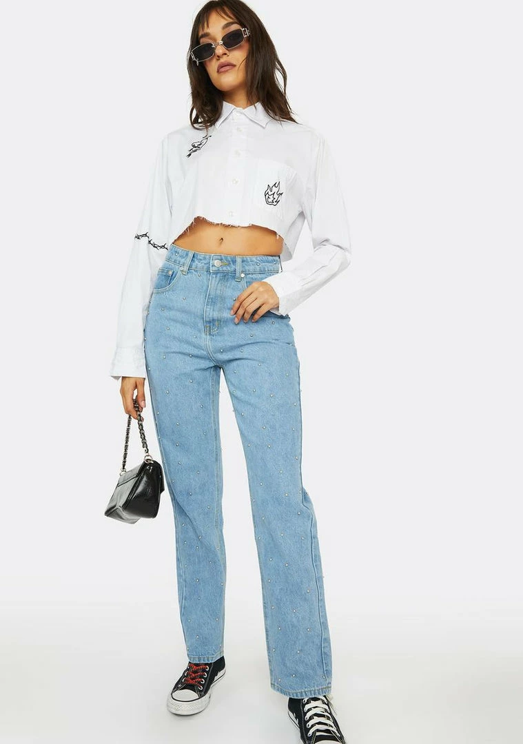 Deals ⌛ Milk It Stud Recycled Denim 👖 Jeans Bottoms 🌟 3 Milk It Stud Recycled Denim Jeans Bottoms