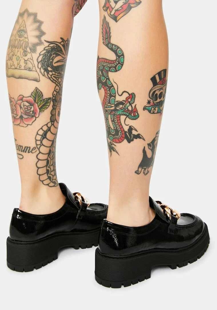 Buy ✨ Steve Madden Black Chain Malvern Loafers Flats 🤩 4 Steve Madden Black Chain Malvern Loafers Flats