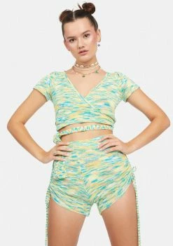 4SI3NNA Green Kristina Wrap Top