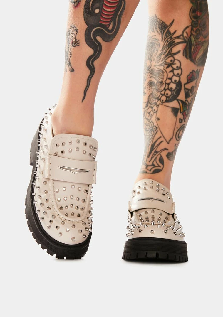 Discount ✔️ Steve Madden Bone Malvern Studded Loafers 🎁 1 Steve Madden Bone Malvern Studded Loafers