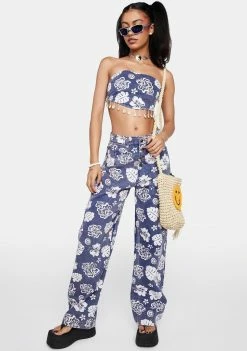 Cute Mistake Tops Sea Flower Island Girl Bandeau Top