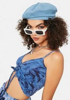 Cute Mistake Tops Navy Island Life Ruched Tie Dye Top