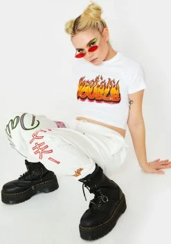 Amarachi Tops Double Trouble Cropped Graphic Tee