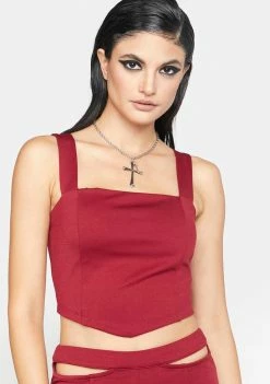 4SI3NNA Red Hollie Crop Top Tops