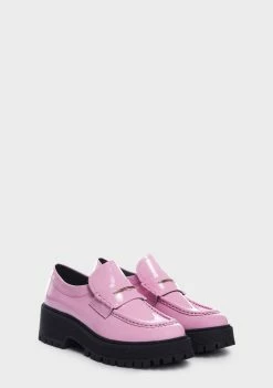 Steve Madden Pink Patent Malvern Loafers Platforms
