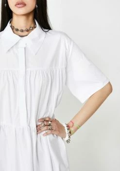 Milk It White Cotton Maxi Shirt Dress Dresses