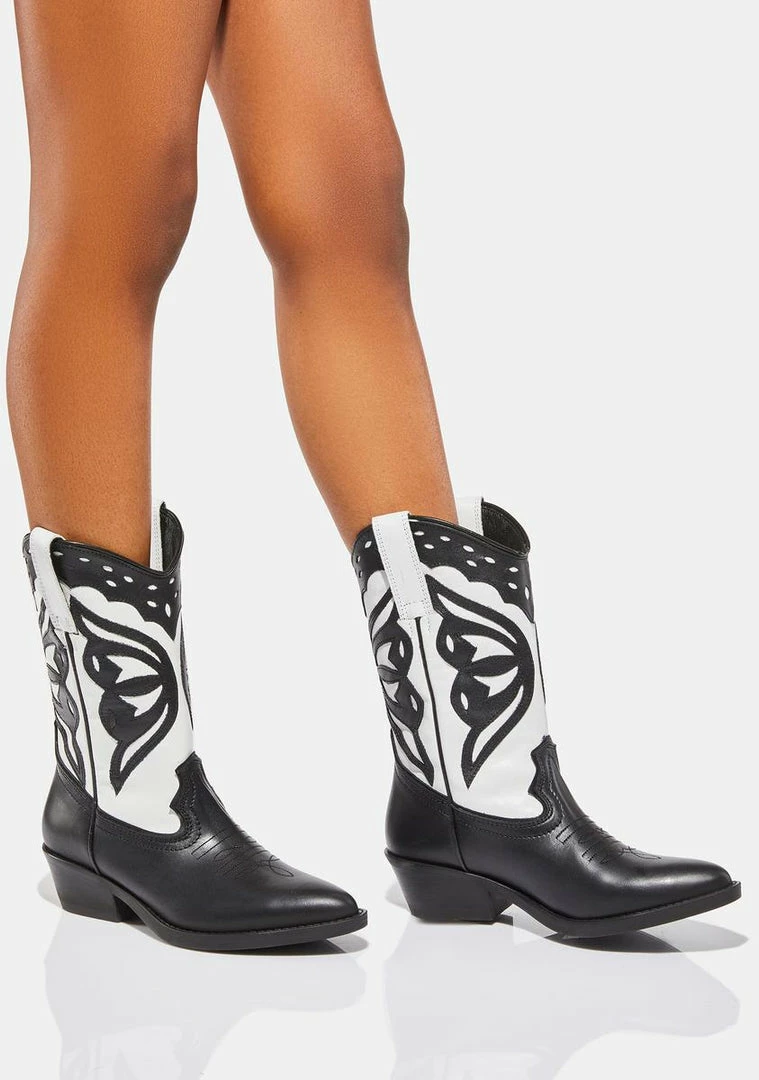 Deals ❤️ Steve Madden Black White Laredo Cowboy 🥾 Boots 🥾 Boots & Booties 👏 3 Steve Madden Black White Laredo Cowboy Boots Boots & Booties