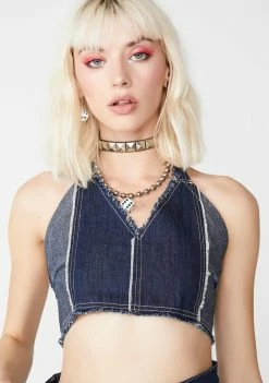 Cute Mistake Elisha Denim Halter Top