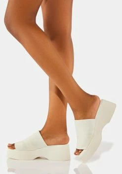 Steve Madden White Slinky Slide Sandals