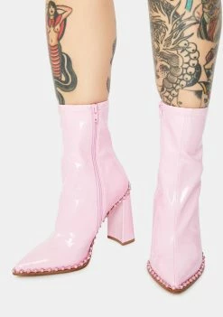 Steve Madden Boots & Booties Pink Edita Rhinestone Patent Booties