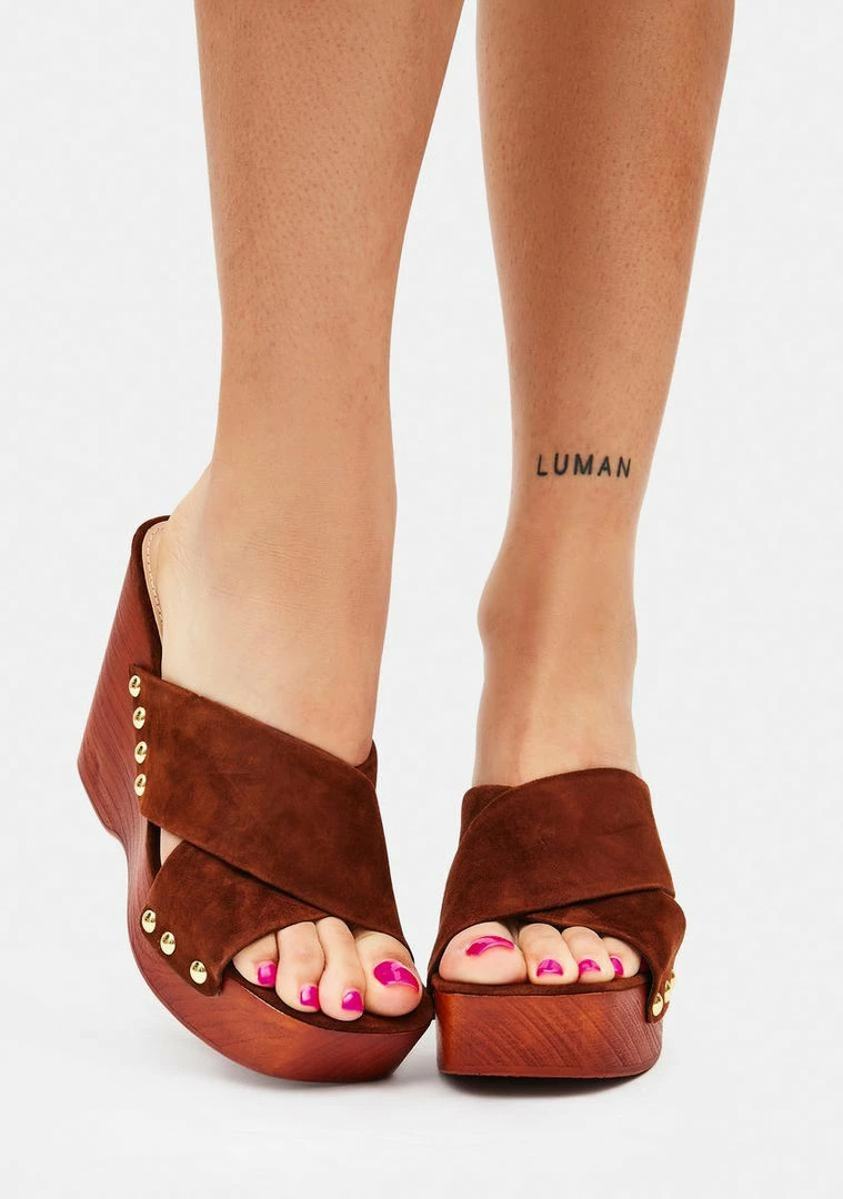 New ❤️ Steve Madden Brown Suede Emiko Wedge 👠 Heels 👏 3 Steve Madden Brown Suede Emiko Wedge Heels