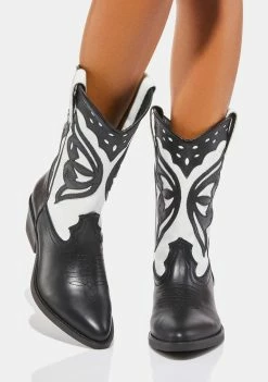 Steve Madden Black White Laredo Cowboy Boots Boots & Booties