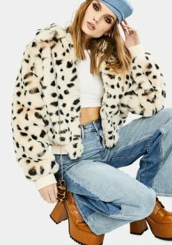 4SI3NNA Outerwear Hailey Leopard Faux Fur Jacket