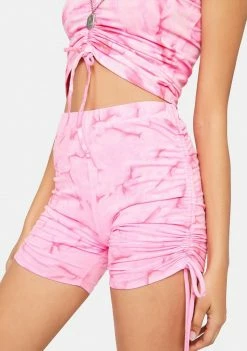 Cute Mistake Bottoms Pink Heat Wave Ruched Biker Shorts